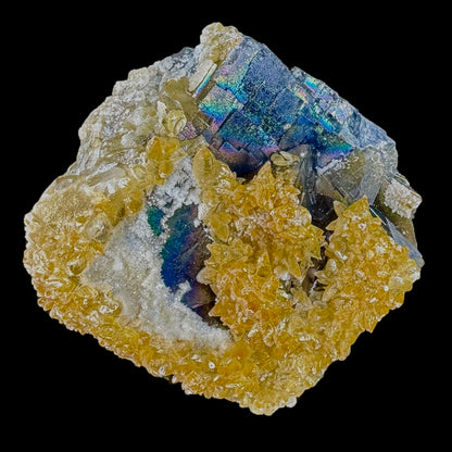 Fluorite Rainbow with Yellow Calcite