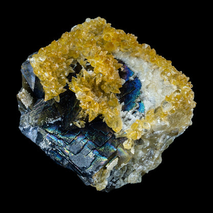 Fluorite Rainbow with Yellow Calcite