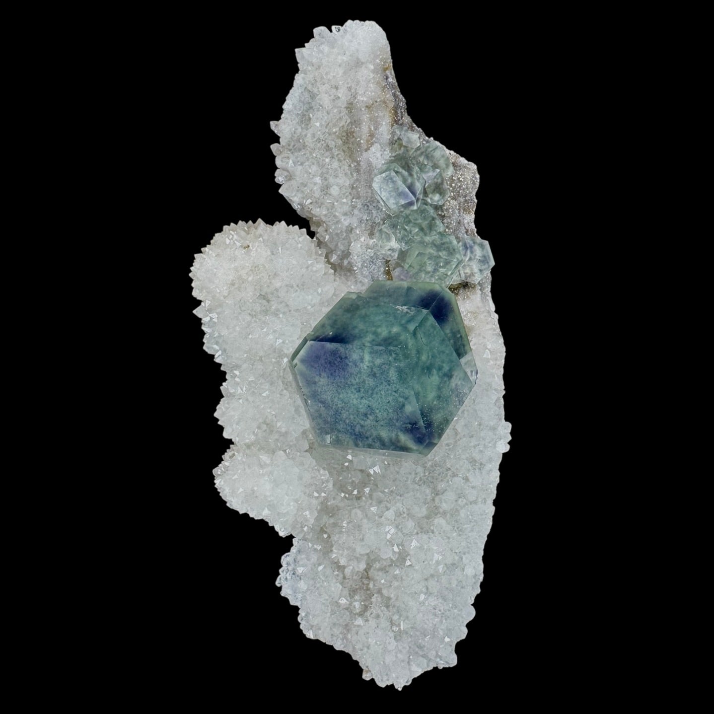 Fluorite Green on Quartz