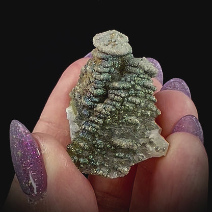 Pagoda Calcite w/ Rainbow Pyrite