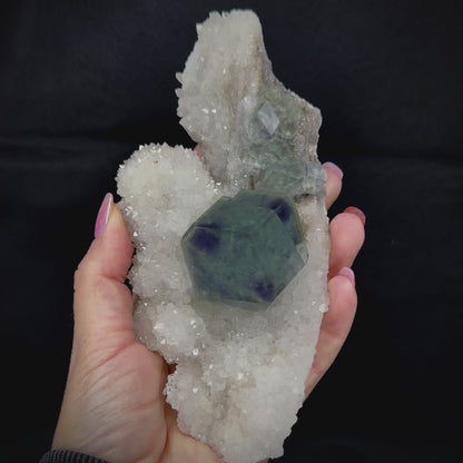 Fluorite Green on Quartz