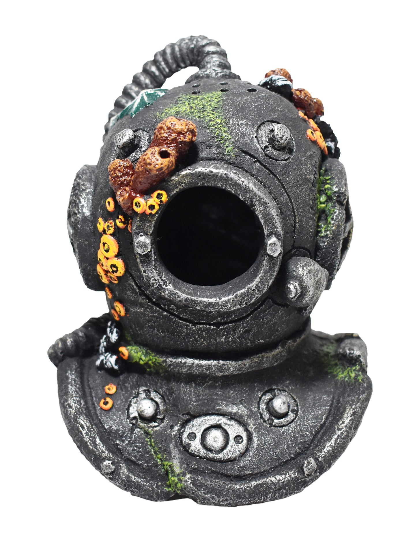 6.7" Diving Helmet W/Coral Resin Ornament - Map Price $25.29